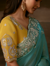 Aqua Blue Embroidered Designer Organza Silk Saree