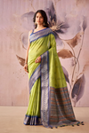 Lime Green Banarasi Cotton Silk Saree