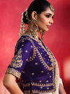 Ivory Embroidered Designer Satin Silk Saree With Contrast Blouse