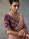 Onion Pink Designer Tissue Silk Saree With Contrast Blouse