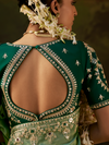 Sage Green Embroidered Designer Tissue Silk Saree With Contrast Blouse