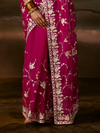 Magenta Pink Embroidered Designer Organza Silk Saree