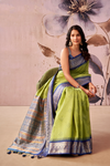 Lime Green Banarasi Cotton Silk Saree