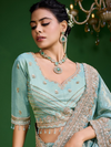 Aqua Blue Banarasi Tissue Silk Saree