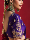 Violet Purple Embroidered Designer Satin Silk Saree