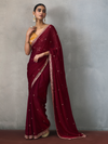 Maroon Designer Tissue Silk Saree With Contrast Blouse