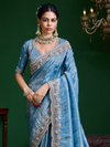Sky Blue Banarasi Tissue Silk Saree