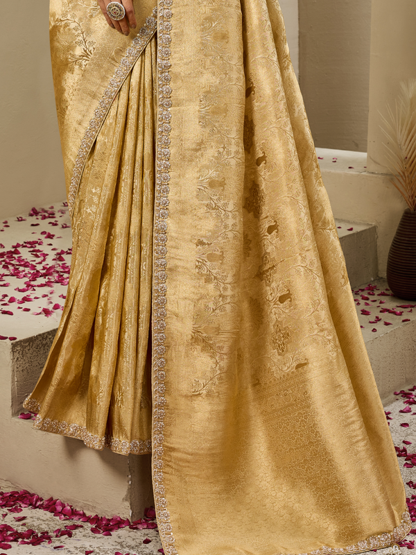 Light Gold Banarasi Tissue Silk Saree
