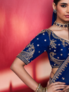 Royal Blue Embroidered Designer Satin Silk Saree