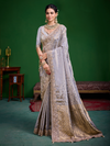 Lavender Grey Banarasi Tissue Silk Saree