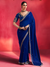 Royal Blue Embroidered Designer Satin Silk Saree