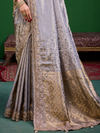 Lavender Grey Banarasi Tissue Silk Saree