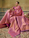 Rose Pink Banarasi Soft Silk Saree