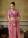 Rose Pink Banarasi Soft Silk Saree