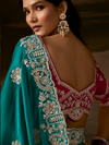Teal Green Embroidered Designer Organza Silk Saree