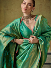 Pista Green Banarasi Soft Silk Saree