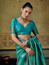 Turquoise Blue Banarasi Soft Silk Saree