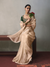 Champagne Beige Designer Tissue Silk Saree With Contrast Blouse
