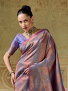 Mauve Purple Banarasi Soft Silk Saree