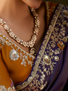 Royal Purple Embroidered Designer Tissue Silk Saree With Contrast Blouse
