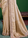 Cream Banarasi Tissue Silk Saree