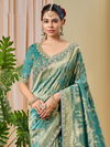 Teal Green Banarasi Tissue Silk Saree
