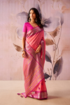 Rose Pink Banarasi Cotton Silk Saree