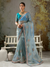 Powder Blue Embroidered Designer Organza Silk Saree