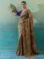 Antique Gold Embroidered Designer Tissue Silk Saree With Contrast Blouse