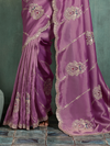Orchid Purple Embroidered Designer Tissue Silk Saree With Contrast Blouse