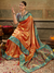 Orange Gold Paithani Tissue Silk Saree With Contrast Blouse