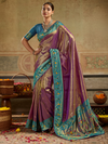 Magenta Purple Paithani Tissue Silk Saree With Contrast Blouse