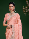 Peach Pink Banarasi Tissue Silk Saree