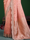 Peach Pink Banarasi Tissue Silk Saree