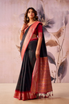Charcoal Grey Banarasi Cotton Silk Saree