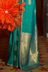 Teal Green Banarasi Silk Saree With Zari Weaving