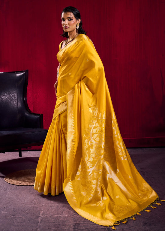 Marigold Yellow Banarasi Silk Saree