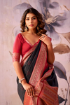 Charcoal Grey Banarasi Cotton Silk Saree