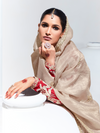 Champagne Beige Embroidered Designer Tissue Silk Saree