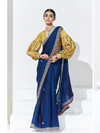 Royal Blue Embroidered Designer Satin Silk Saree