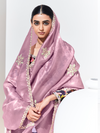 Mauve Pink Embroidered Designer Tissue Silk Saree