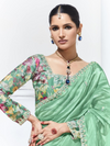 Sea Green Embroidered Designer Organza Silk Saree