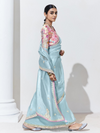 Powder Blue Embroidered Designer Tissue Silk Saree