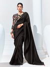 Midnight Black Embroidered Designer Georgette Saree