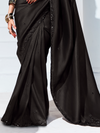 Midnight Black Embroidered Designer Georgette Saree