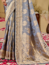 Grey Blue Banarasi Tissue Silk Saree