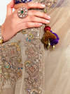 Champagne Gold Tissue Silk Saree With Contrast Blouse