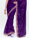 Royal Purple Satin Silk Saree With Contrast Blouse