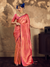 Coral Red Banarasi Soft Silk Saree
