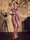 Mauve Pink Banarasi Soft Silk Saree